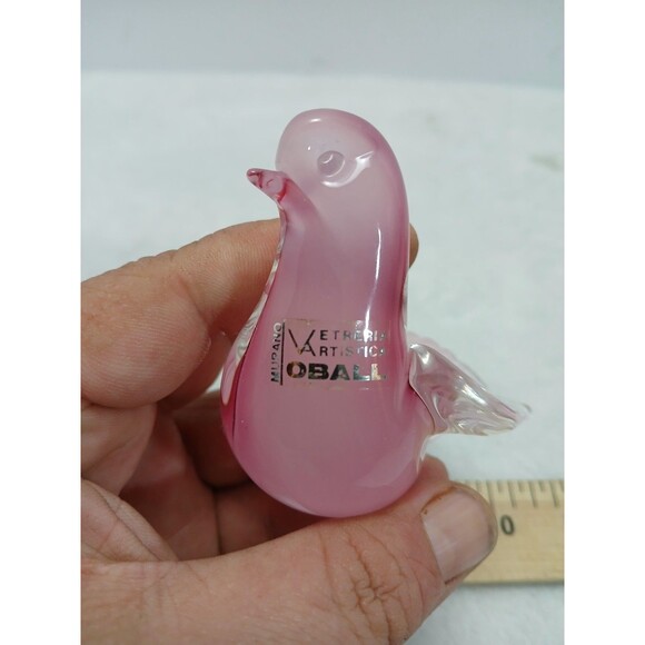 MURANO Pink Glass LOVEBIRDS Pair Vetreria Artistica OBALL Dove Figurine Italy - Picture 9 of 9